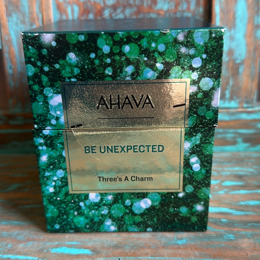 New AHAVA Be Unexpected Three’s A Charm Box Mineral Hand Cream/Lotion/Shower Gel